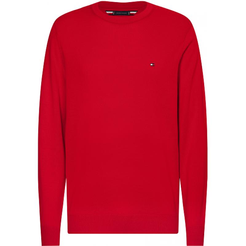 TOMMY HILFIGER - PULL EN COTON BIO ET SOIE COL RAS-DU-COU