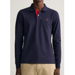 POLO RUGGER EN COTON PIQUE A MANCHES LONGUES ET COL CONTRASTE