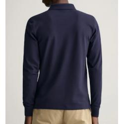 POLO RUGGER EN COTON PIQUE A MANCHES LONGUES ET COL CONTRASTE