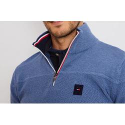 PULL JEU DE MAILLE A COL ZIPPE