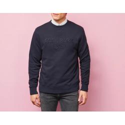 SWEAT COL ROND UNI BLEU MARINE BRODE