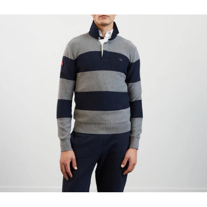 Pull col polo avec broderie XV de France dans le dos