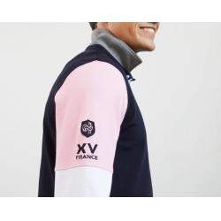 Maillot de rugby tricolore manches longues rose avec broderie XV de France