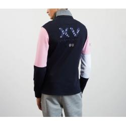 Maillot de rugby tricolore manches longues rose avec broderie XV de France