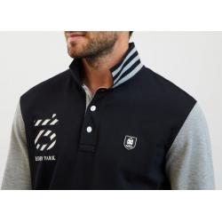 Polo colorblock avec broderie en tissu cravate