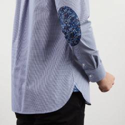 Chemise bleue à micro-motif vichy