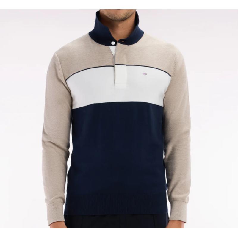 Pull à col maillot en coton beige coupe droite Pull à col maillot en coton beige coupe droite