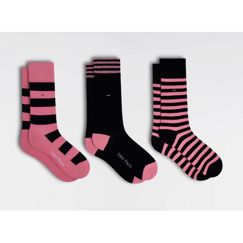 Lot de 3 paires de chaussettes cerclées en coton stretch mélangé