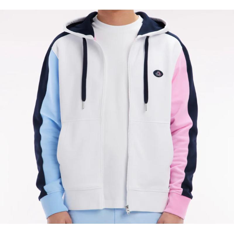 Sweatshirt zippé en molleton coton colorblock coupe droite Sweatshirt zippé en molleton coton colorblock coupe droite