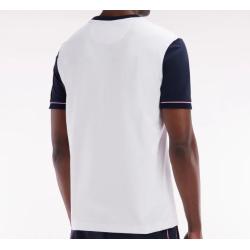 T-shirt bicolore en coton blanc broderie Eden Park French Flair coupe droite