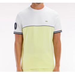 T-shirt bicolore en coton jaune coupe décontractée