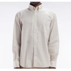 Chemise en popeline de coton à microimprimé graphique coupe droite