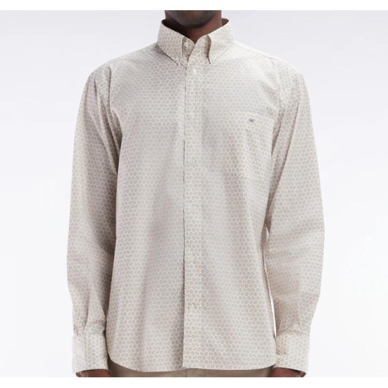 Chemise en popeline de coton à microimprimé graphique coupe droite
