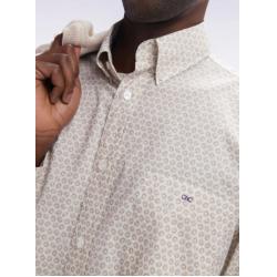Chemise en popeline de coton à microimprimé graphique coupe droite