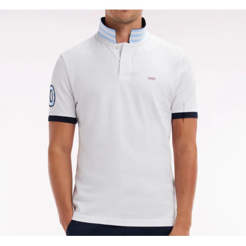 Polo à manches courtes en piqué coton blanc broderie manches 10 coupe droite