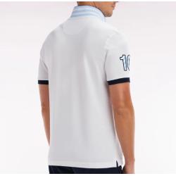 Polo à manches courtes en piqué coton blanc broderie manches 10 coupe droite