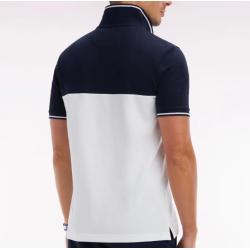 Polo à manches courtes en piqué coton col jacquard coupe droite