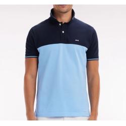 Polo à manches courtes en piqué coton col jacquard coupe droite