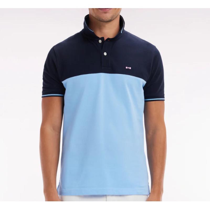 Polo à manches courtes en piqué coton col jacquard coupe droite