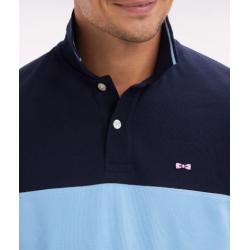 Polo à manches courtes en piqué coton col jacquard coupe droite
