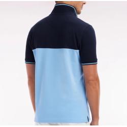 Polo à manches courtes en piqué coton col jacquard coupe droite