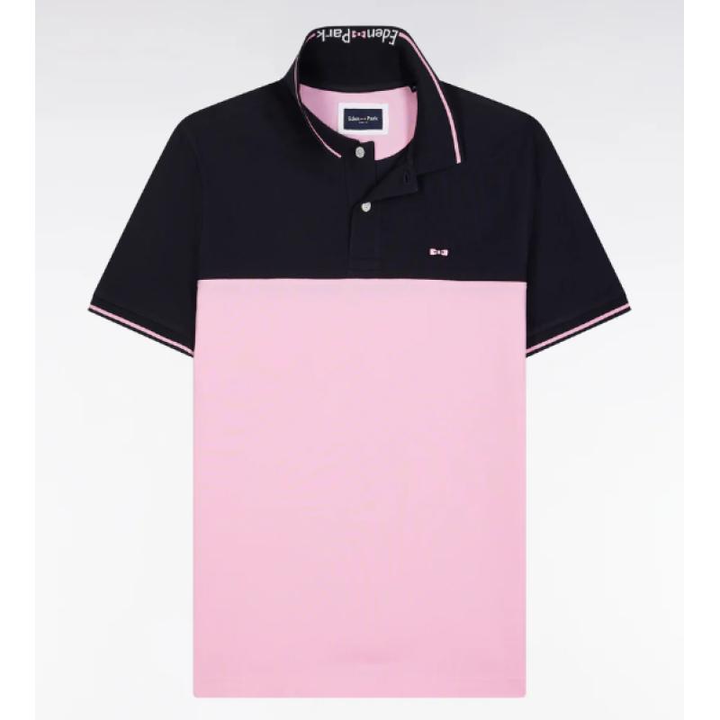 Polo à manches courtes en piqué coton col jacquard coupe droite
