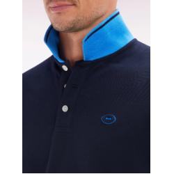 Polo à manches courtes en coton marine détails colorés coupe décontractée