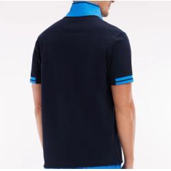 Polo à manches courtes en coton marine détails colorés coupe décontractée