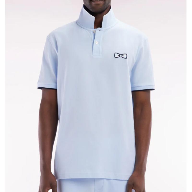 Polo à manches courtes en coton ciel broderie ton sur ton coupe décontractée