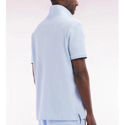 Polo à manches courtes en coton ciel broderie ton sur ton coupe décontractée