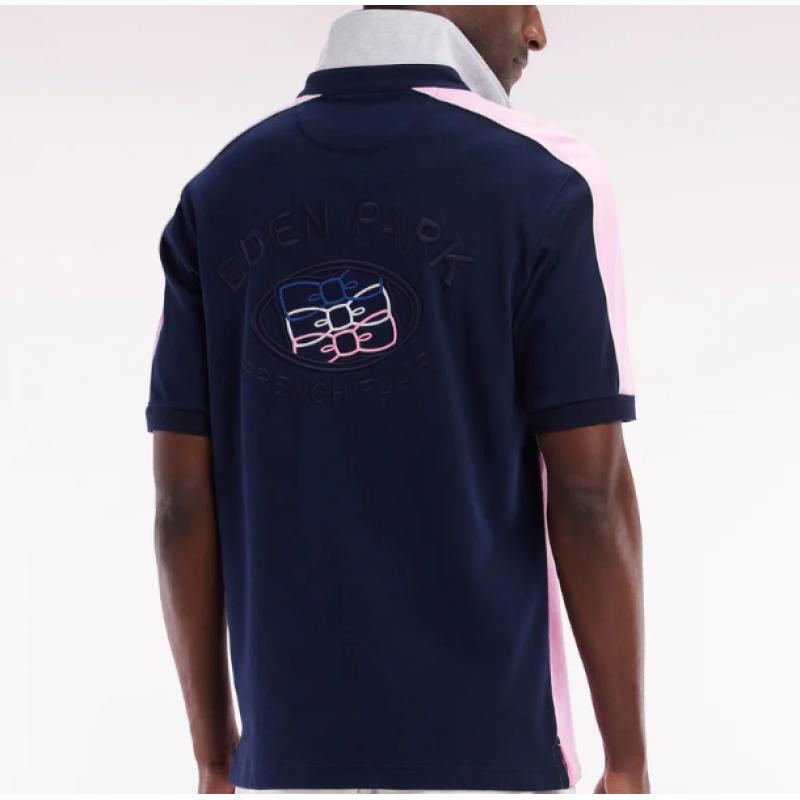 Maillot coupé-cousu à manches courtes en coton rose coupe droite