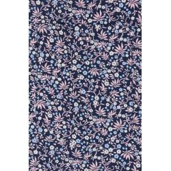 Chemise en popeline de coton marine à microimprimé floral coupe droite