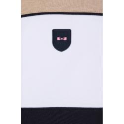 Sweatshirt zippé en coton interlock beige coupe droite