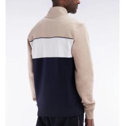Sweatshirt zippé en coton interlock beige coupe droite