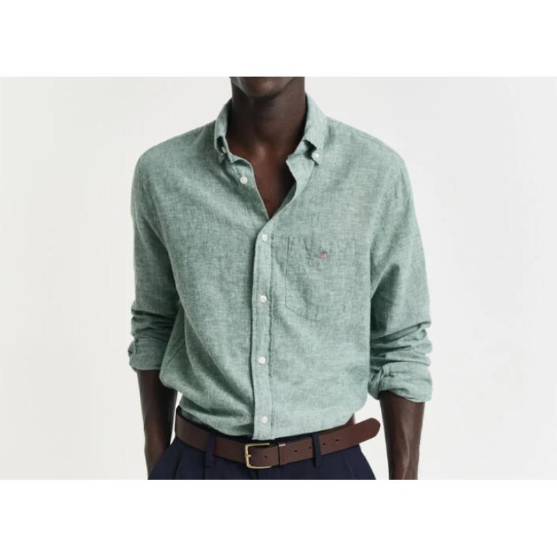 Chemise regular fit en coton et lin