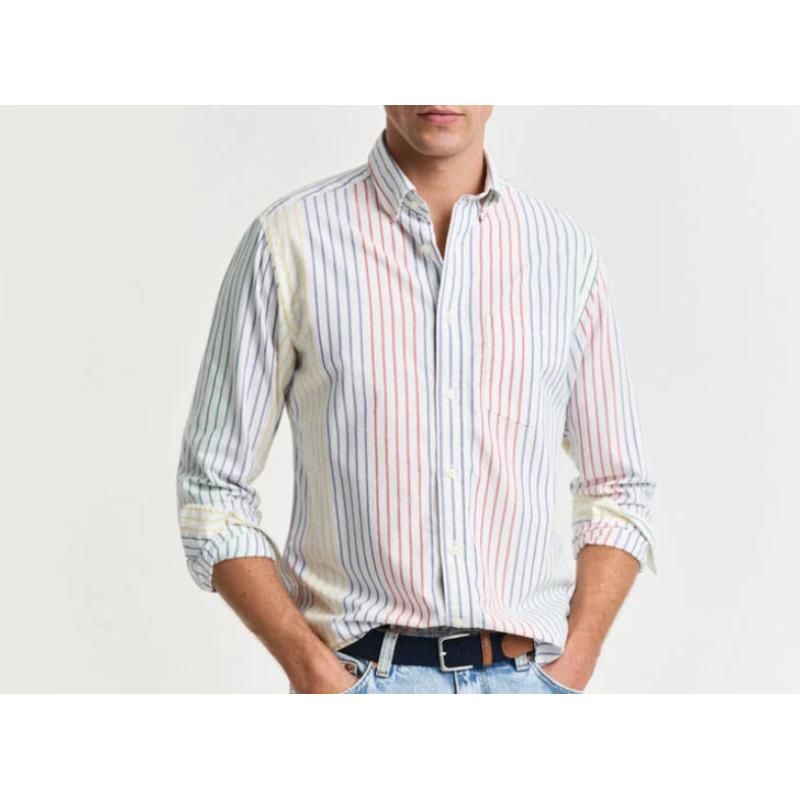 Chemise regular fit en coton Oxford à rayures multicolores Archive