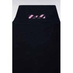 Pull col maillot en coton marine broderie dos noeud papillon cerclée coupe droite