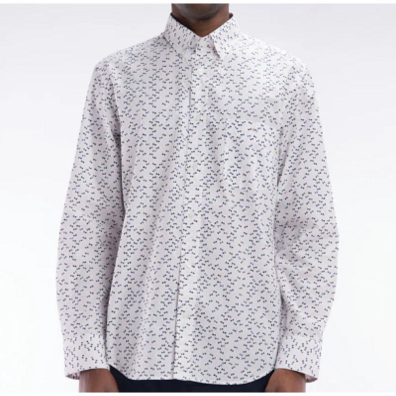 Chemise en popeline de coton écrue microimprimé noeud papillon coupe droite Chemise en popeline de coton écrue microimprimé noeud papillon coupe droite
