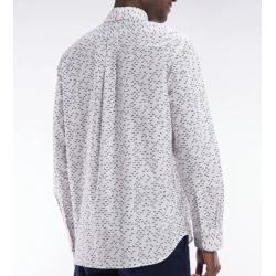 Chemise en popeline de coton écrue microimprimé noeud papillon coupe droite