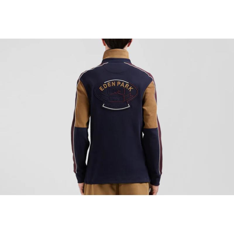 EDEN PARK - Maillot manches longues en coton broderie dos et passepoil coupe Regular