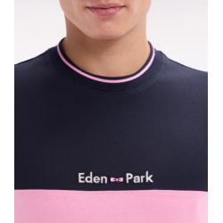 T-shirt brodé en coton bicolore rose coupe droite