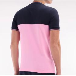 T-shirt brodé en coton bicolore rose coupe droite