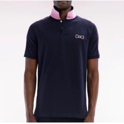 Polo à manches courtes en coton passepoil contrasté coupe droite