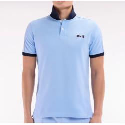Polo à manches courtes en coton passepoil contrasté coupe droite