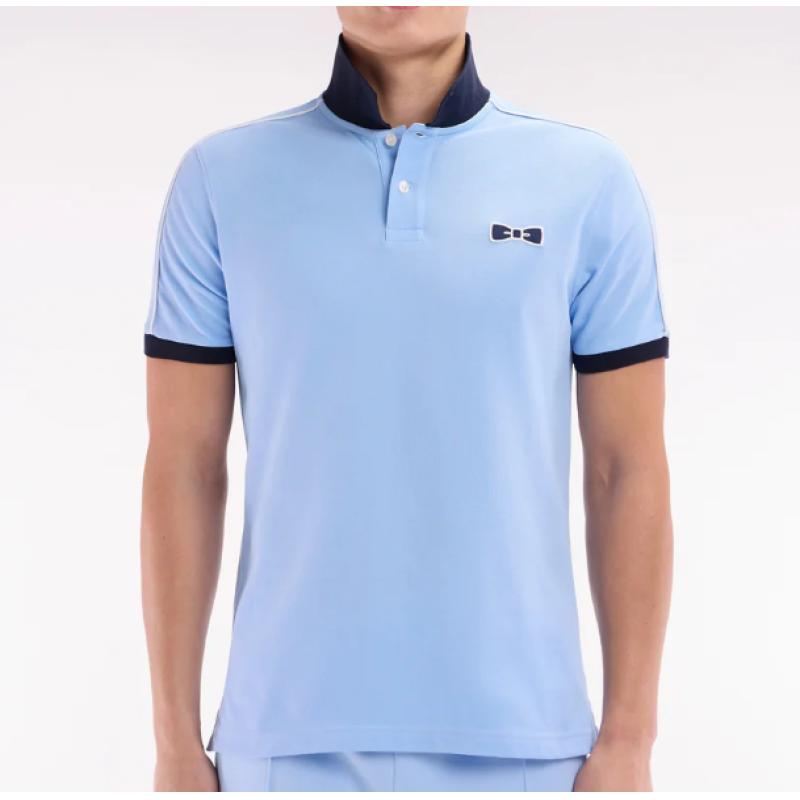 Polo à manches courtes en coton passepoil contrasté coupe droite