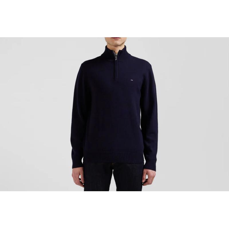 EDEN PARK - Pull col camionneur zippé en laine et coton coupe Regular