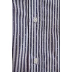 Chemise à manches courtes en coton tissage jacquard rayé coupe droite