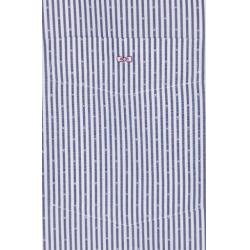 Chemise à manches courtes en coton tissage jacquard rayé coupe droite