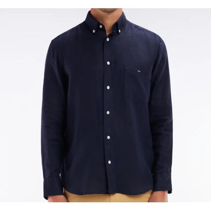 Chemise en lin unie coupe droite