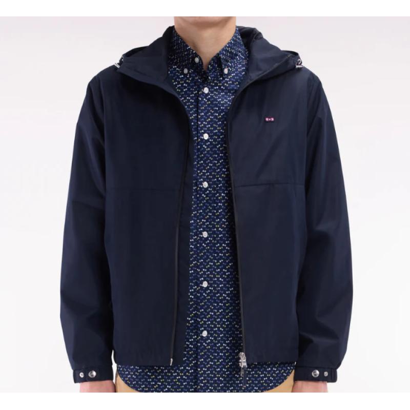 Blouson coupe-vent en nylon Soft Touch à capuche marine